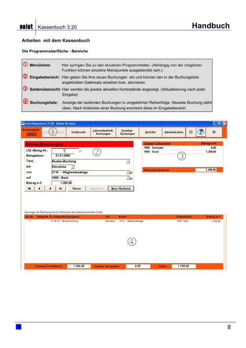 Kassenbuch Handbuch Seite 8