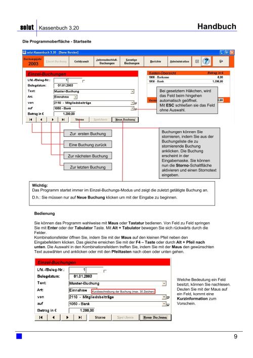 Kassenbuch Handbuch Seite 9