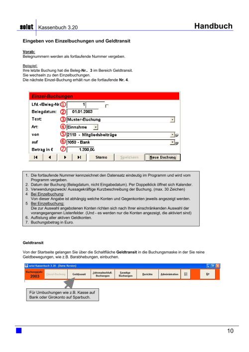Kassenbuch Handbuch Seite 10